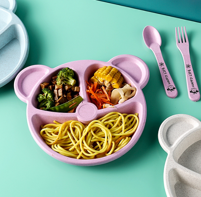 Тарелка &quot;Bear&quot;, pink (ложка+вилка) 