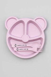 Тарелка &quot;Bear&quot;, pink (ложка+вилка)