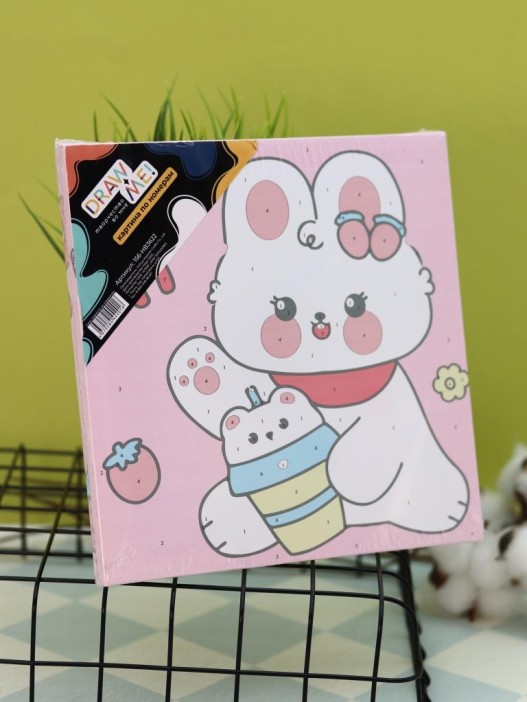 Картина по номерам на подрамнике Draw Me! «White hare», (20*20 см) 