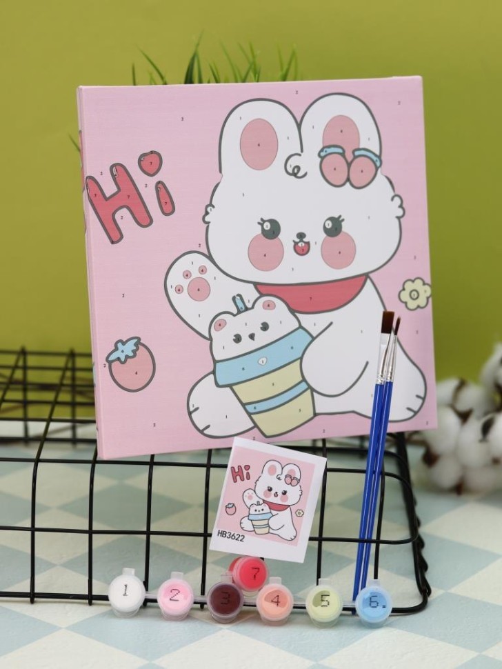 Картина по номерам на подрамнике Draw Me! "Заяц-беляк", (20*20 см)