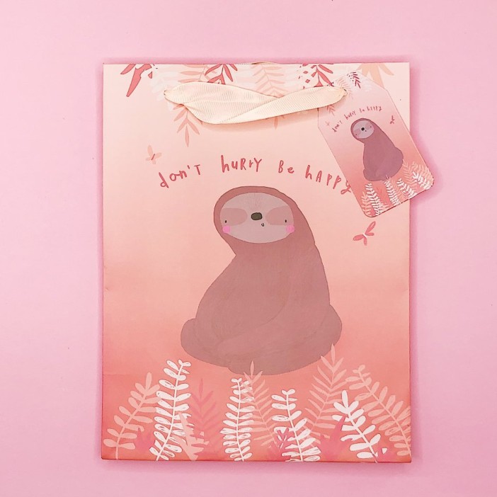 Подарочный пакет (S) &quot;Sloth&quot;, red 