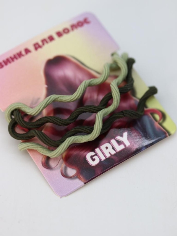 Набор резинок для волос GIRLY "Волна", зеленый, 4 шт.