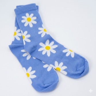Носки женские "Маргаритки", голубые, р. 35-40