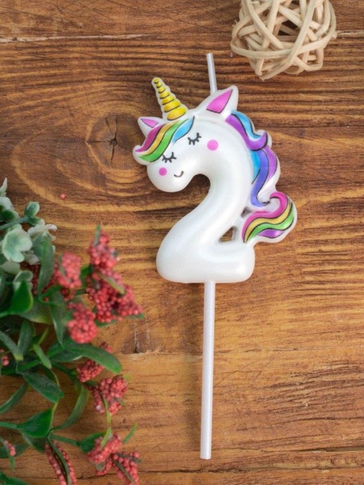 Свеча для торта &quot;Unicorn&quot; цифра 2, (6 см) 