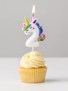 Свеча для торта &quot;Unicorn&quot; цифра 2, (6 см)