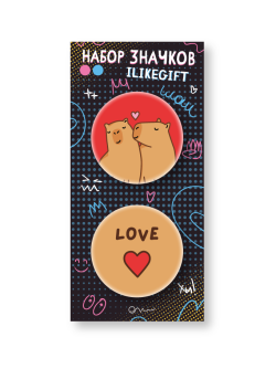 Набор закатных значков 2 шт. iLikeGift "Capybara love"