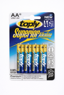 Набор щелочных батареек 4 шт. АА LR6 1.5V "Toply Superior Alkaline"