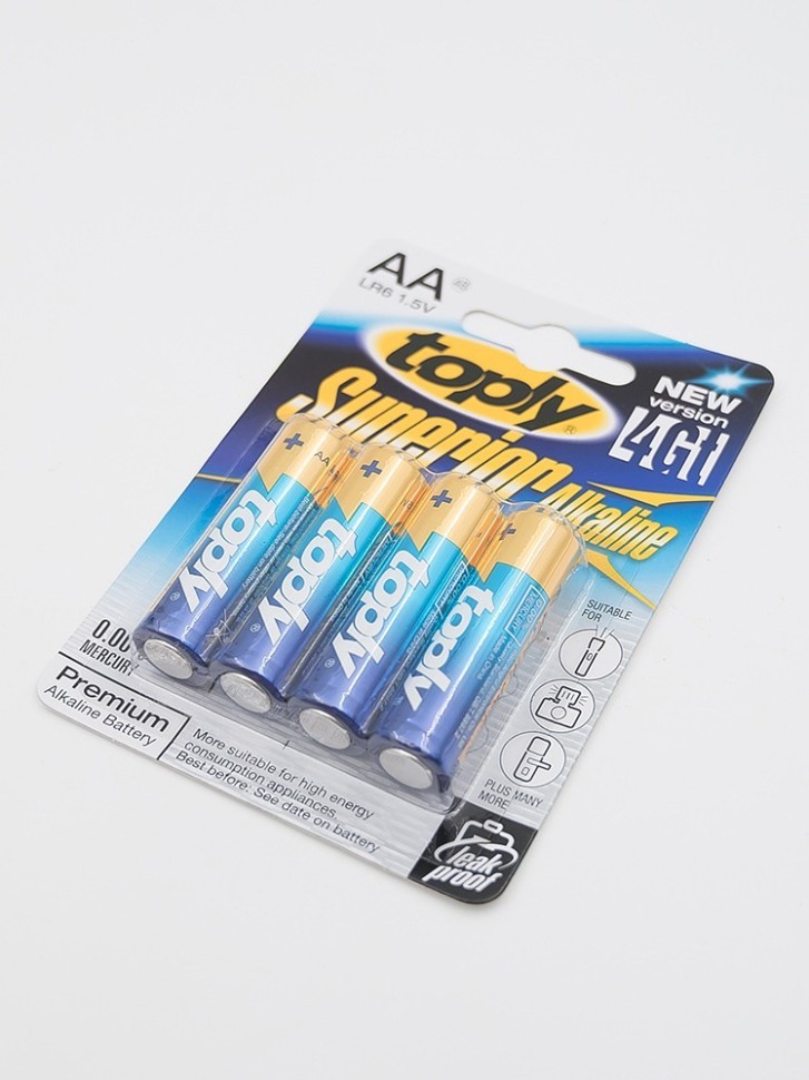 Набор щелочных батареек 4 шт. АА LR6 1.5V "Toply Superior Alkaline"