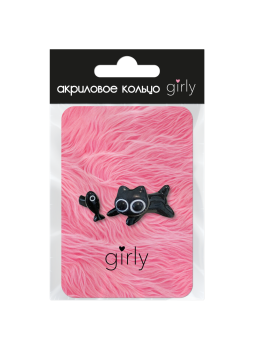 Кольцо акриловое GIRLY "Cat-hunter", black