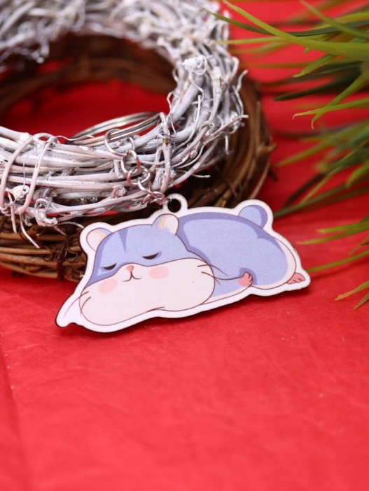 Брелок ECO из дерева "Сонный хомячок" 