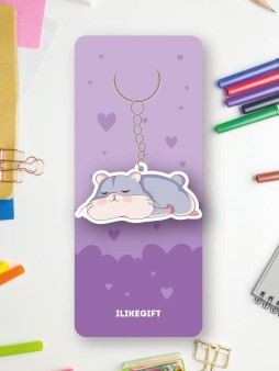 Брелок ECO из дерева "Сонный хомячок"