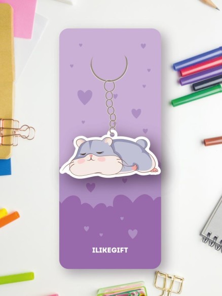 Брелок ECO из дерева "Сонный хомячок"