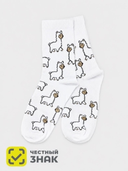 Носки женские "Лама", р. 35-40, белые