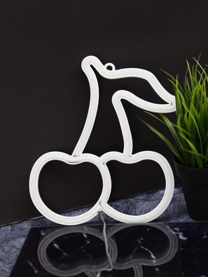 Неоновый подвесной ночник "Вишня", USB, свечение микс (22,5х19,5 см)