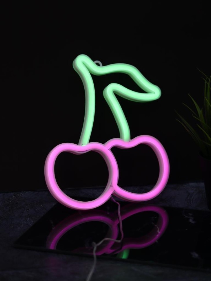 Неоновый подвесной ночник "Вишня", USB, свечение микс (22,5х19,5 см)