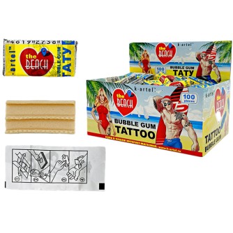 Набор жевательная резинка "Пляж" с тату, со вкусом тутти-фрутти и мяты, 100шт.