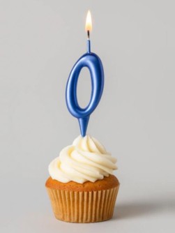 Свеча для торта "Овал" цифра 0 (синий), 8х4х1,2 см