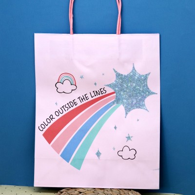 Пакет подарочный (M) «Rainbow cloud», pink (26*32*12)