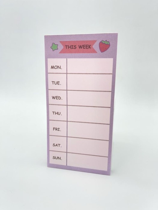 Блок для заметок &quot;This week&quot;, strawberry, 50 л. 8*16 см 