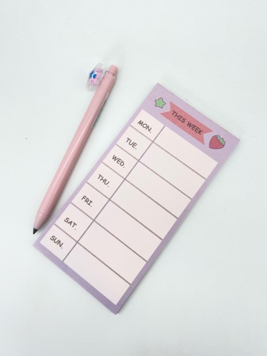 Блок для заметок &quot;This week&quot;, strawberry, 50 л. 8*16 см 