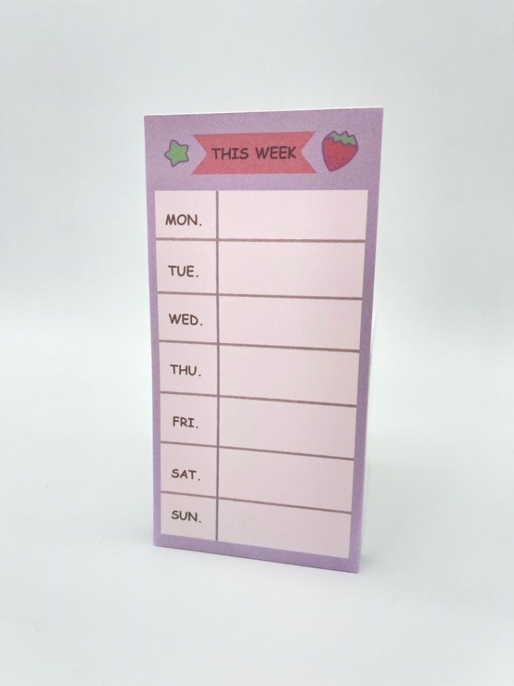 Блок для заметок "This week", strawberry, 50 л. 8*16 см