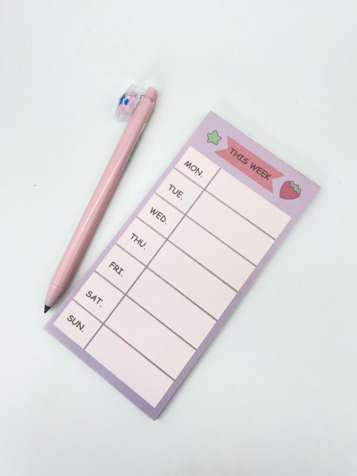 Блок для заметок "This week", strawberry, 50 л. 8*16 см