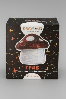 Алмазная мозаика на копилке (нижняя загрузка) Draw Me! "Гриб", (9,5*9,5*10 см)