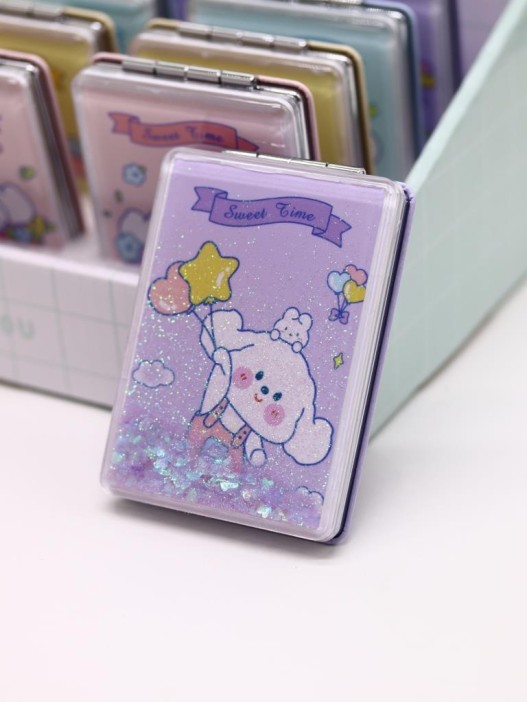 Зеркало шейкер раскладное &quot;Sweet Time the doggie&quot;, фиолетовое, 8*6 см 