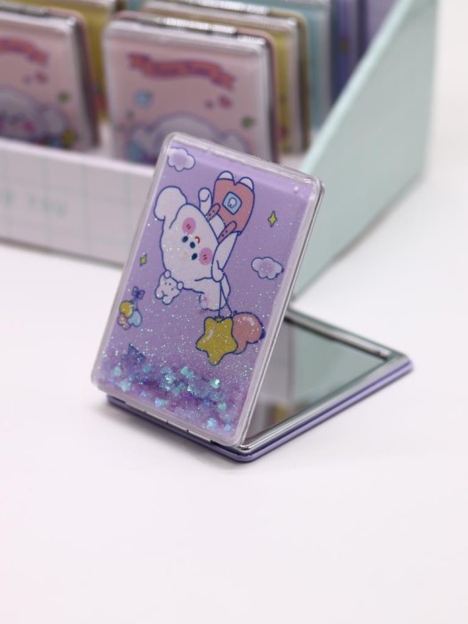 Зеркало шейкер раскладное &quot;Sweet Time the doggie&quot;, фиолетовое, 8*6 см 