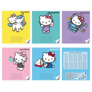 Тетрадь А5 &quot;Hello Kitty&quot;, 18 л, клетка, обложка мел. картон + УФ-лак, mix