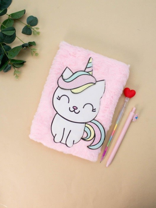 Блокнот плюшевый «Cartoon unicorn», pink, 21,5х15 см, плотность 70 гр. 