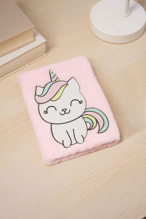 Блокнот плюшевый «Cartoon unicorn», pink, 21,5х15 см, плотность 70 гр. 