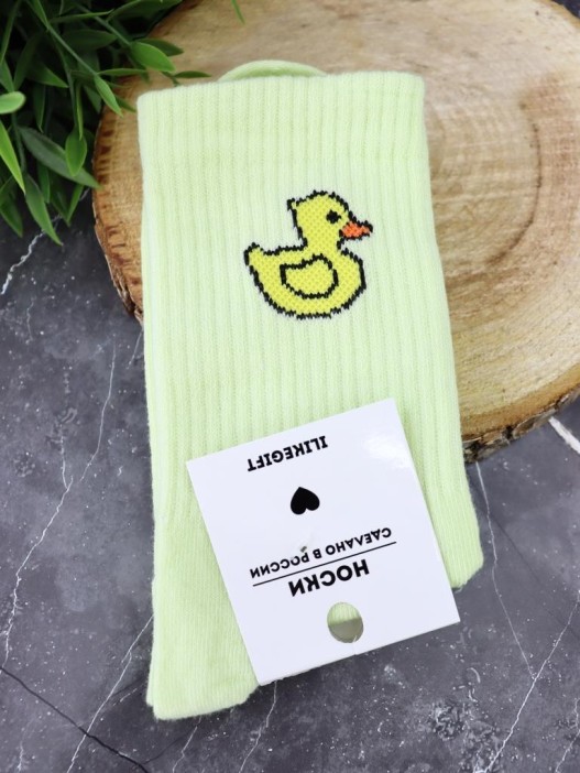 Носки женские "Cute duck", р. 35-40, зелёный 