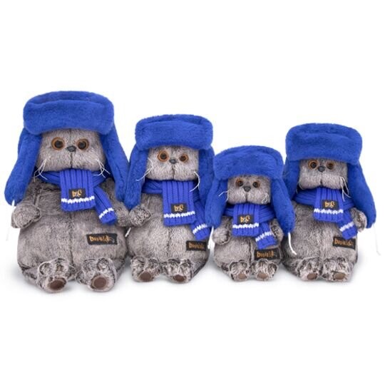 Мягкая игрушка "Басик в меховой шапке" (22 см) 