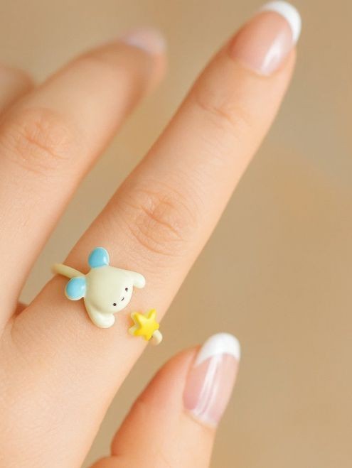 Кольцо акриловое GIRLY "Lucky star", white 