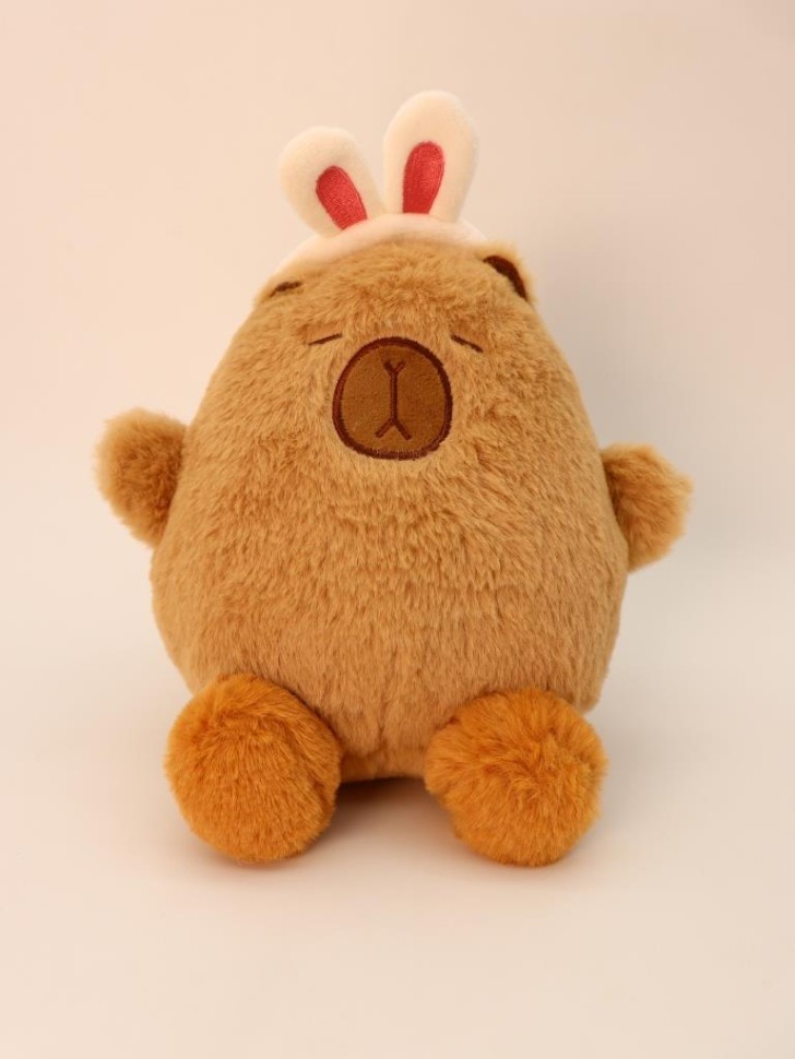 Мягкая игрушка "Капибара в ободке с ушками", коричневая, 25 см
