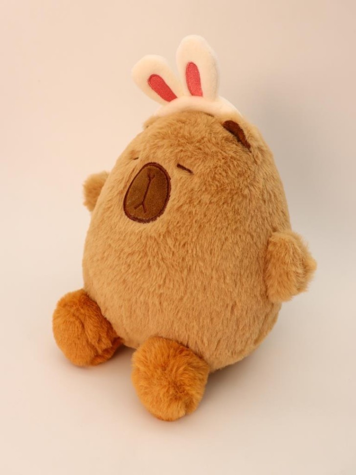 Мягкая игрушка "Капибара в ободке с ушками", коричневая, 25 см