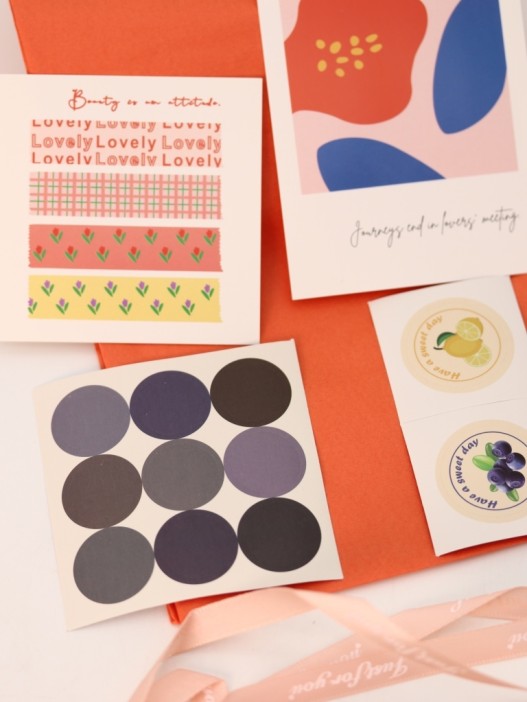 Упаковочный набор д/подарков (2 листа+лента+открытка+5 наклеек) &quot;Citrus Delight&quot;,50x70см 