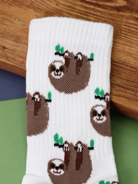 Носки женские "Sloth on branch", р. 35-40, белый 