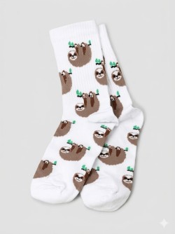 Носки женские "Ленивец на обеде", р. 35-40, белые