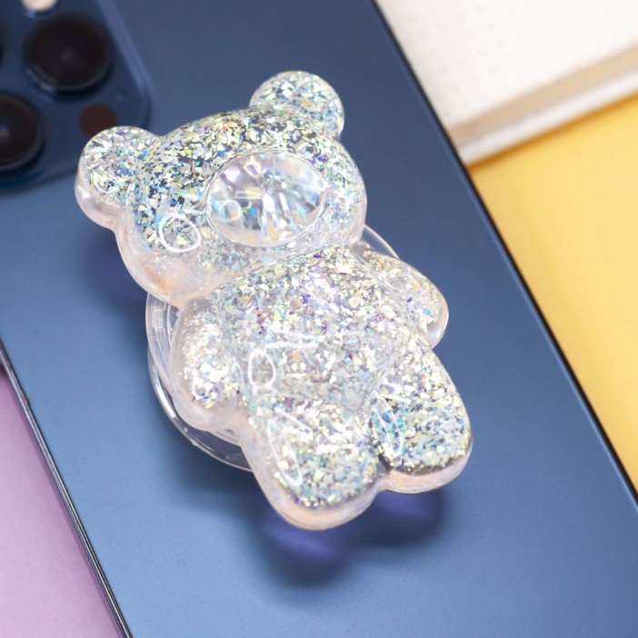 Попсокет &quot;Glossy bear&quot;, silver 
