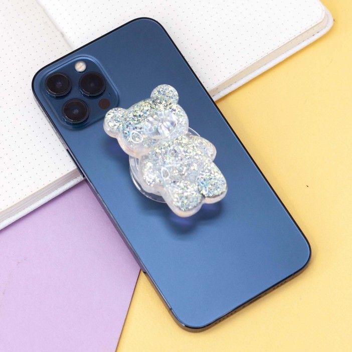 Попсокет &quot;Glossy bear&quot;, silver 