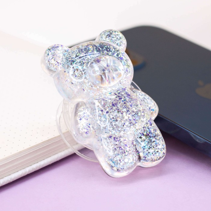 Попсокет &quot;Glossy bear&quot;, silver 