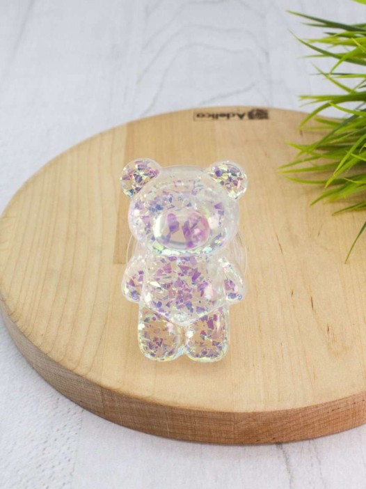 Попсокет &quot;Glossy bear&quot;, silver 