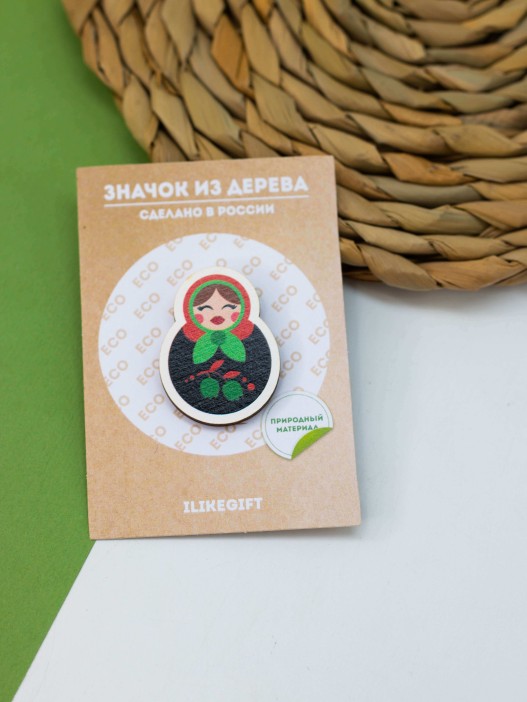 Значок ECO из дерева RUSSIAN DOLL 