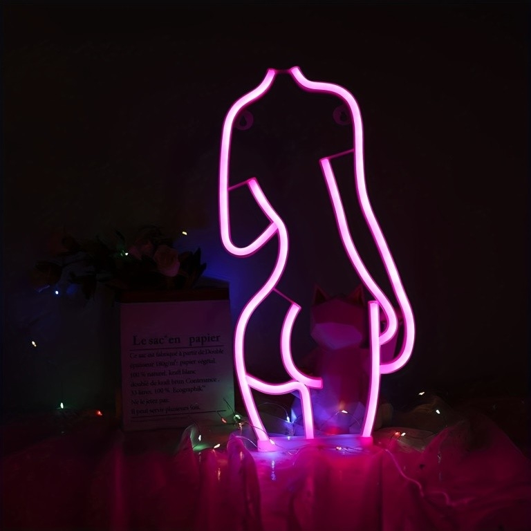 Неоновый подвесной ночник "Леди", USB, розовое свечение (41,5*19,5 см)