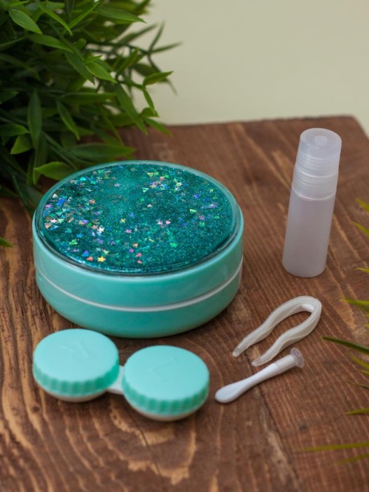 Контейнер для линз "Sparkles", green 