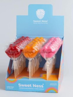 Карамель леденцовая "Губы" ш/б 36шт х 30гр (малина, земляника, апельсин)