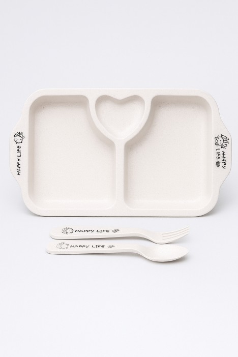 Тарелка &quot;Love&quot;, beige (ложка+вилка) 