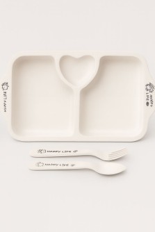 Тарелка "Love", beige (ложка+вилка)